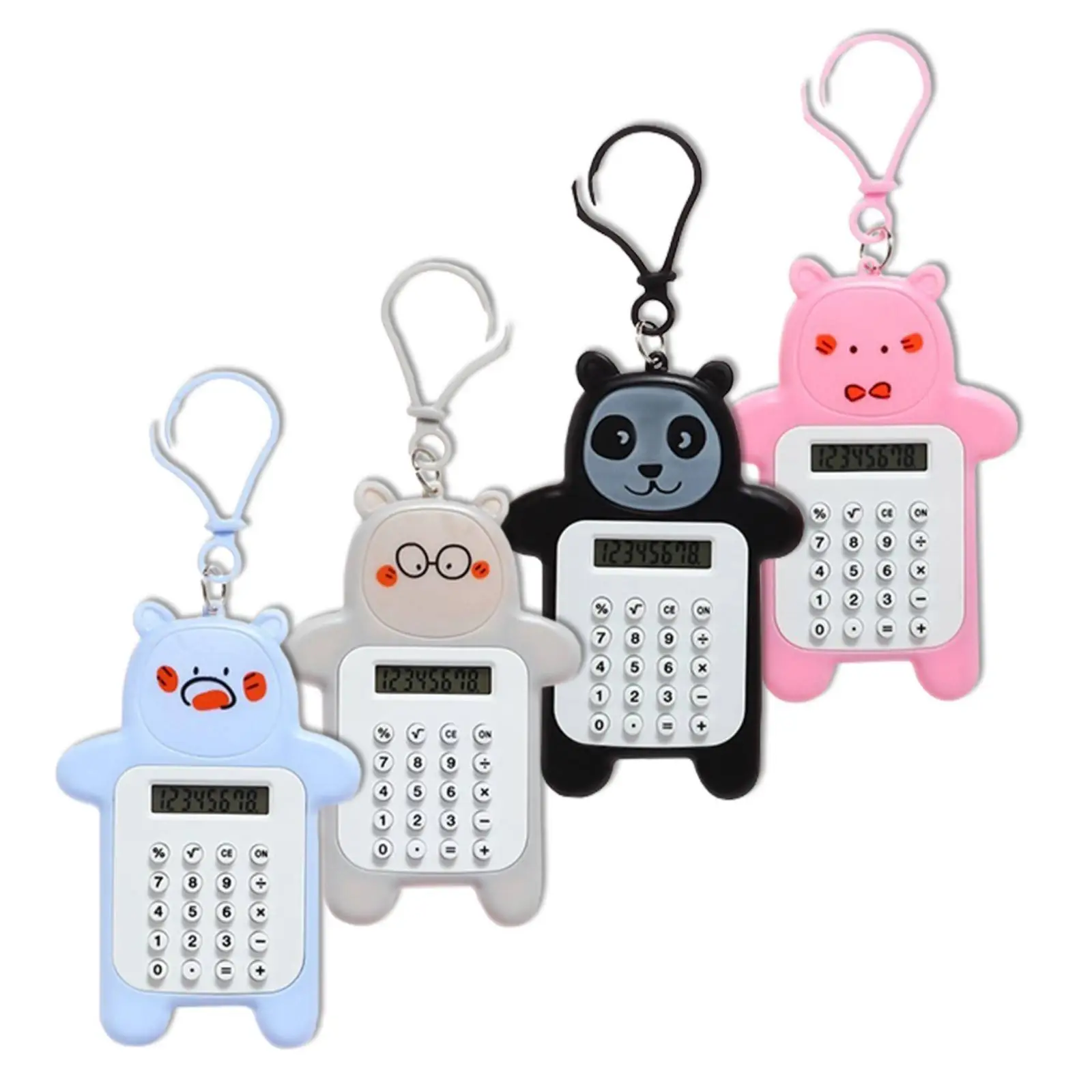Брелок детский калькулятор настол 08 разряд Мишка пластик в асс, фото №1
