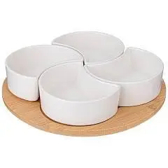 Менажница "NATIVE" 4 секции на дерев подставке 23х6,5 см, фото №1