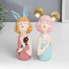 Статуэтка Девушка с ушками с цветком/звездой 7х5х21с, фото №1