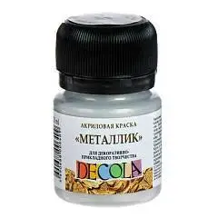 Краска акриловая металлик Серебро Декола 20мл, фото №1