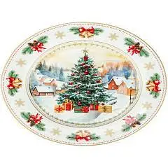 Тарелка закусочная Новогоднее чудо 23 см белая керамика, фото №1