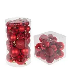 Набор шаров елочных "Сказочное великолепие" 28шт, D 6 см красный, фото №1