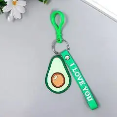 Брелок резина "Авокадо с карабином" 5,5х0,3х4 см, фото №1