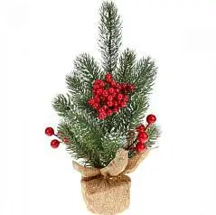 Декоративная ёлка в горшке  "Морозные ягоды", 25 см, фото №1