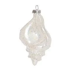 Украшение Ракушка Турителла белая перлам (стекло) 6,5х11 см, фото №1