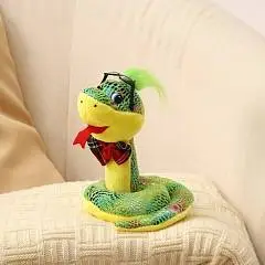 Игрушка мягкая«Змея» в темных очках 15см цвет зелёный, фото №1