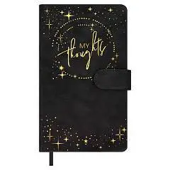 Ежедневник недат А6+ "ТИВОЛИ ГЛОСС ЧЁРНЫЙ" кожзам, магнитная зас, фото №1