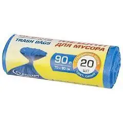 Пакеты д/мусора 90л 20шт LAIMA "ULTRA" син прочн ПНД 14мкм 70х90с, фото №1