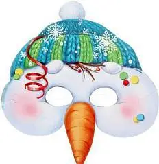 Маска картонная Снеговик, 22,1х23,7 см, фото №1