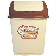 Контейнер мусорный Ромашка 1,5л плавающая крышка бежевый Эльф, фото №1