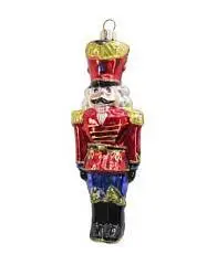 Украшение елочное стекло Щелкунчик - гусар 14 см, фото №1