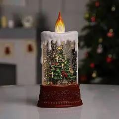 Свет.фигура«Свеча с ёлкой»12.3*24*8 см,пласт,ААх3(нет)USB,свет т, фото №1