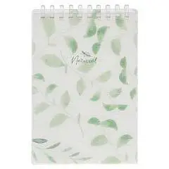 Тетрадь В5 80л КЛЕТКА "NATURAL LEAVES" пластик обл мяг спираль, фото №1