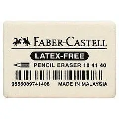 Ластик Faber-Castell "Latex-Free" каучук, 37х25х7мм, белый, фото №1