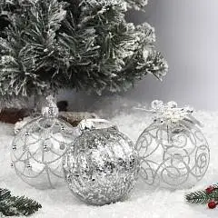 Украшение Шар Silver dream 8см стекло ЛЬДИНКА  ассорти, фото №1