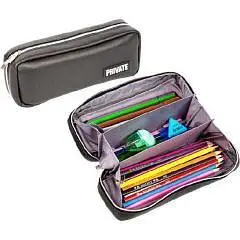 Пенал "deVENTE. Private" 21x9x5 см, иск.кожа, 3 внутр.отд, черный, фото №1