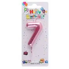 Свеча для торта Цифра 7 Розовая, фото №1