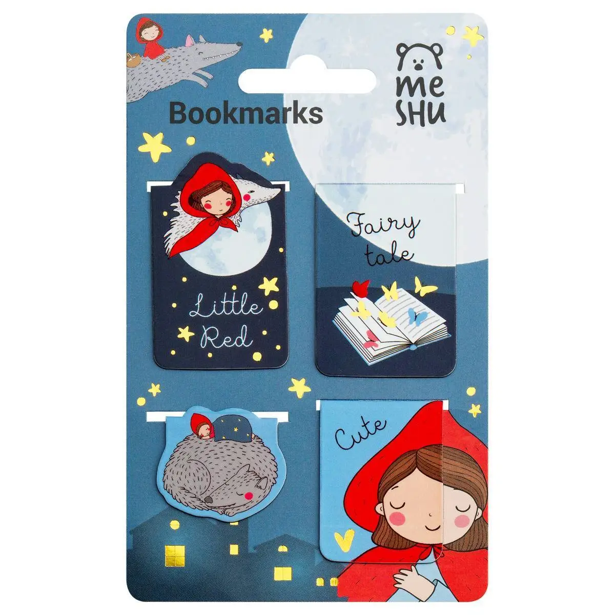 Закладки магнитные д/книг "Little red" фольга, 4шт, фото №1
