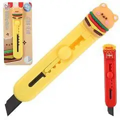 Нож канцелярский 9мм "Фастфуд" ассорти, фото №1