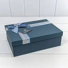Коробка подарочная "Синяя" с двойным бантом 29*21*9,5 см 3-3, фото №1