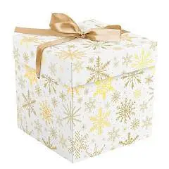 Коробка складная "Snowflake" 15*15*15см, с лентой, отд фольгой, фото №1