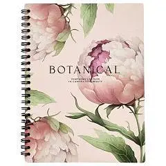 Тетрадь 80л КЛЕТКА "Пионы" пудровый, спираль, фото №1
