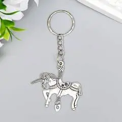 Брелок металл "Единорог" серебро 4х4 см, фото №1