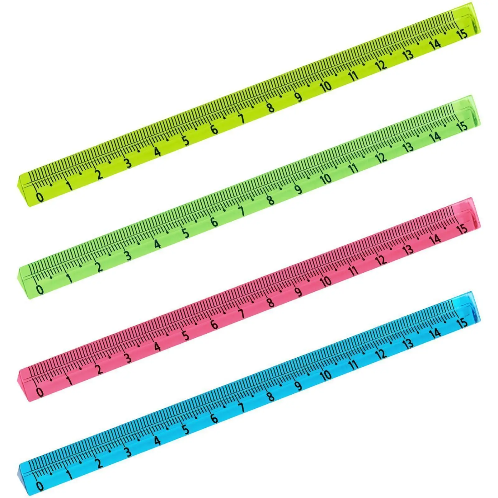 Линейка 15см СТАММ, трехгранная, неоновые цвета, фото №1