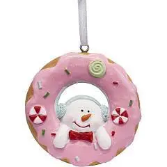 Елочное украшение Снеговик в поничке, полирез 7см, фото №1