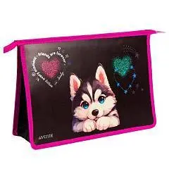 Папка д/тетр А4 текстиль молния Cute Husky deVENTE, фото №1