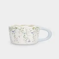 Кружка Цветы Mint flowers 460мл керам молочн/голуб, фото №1