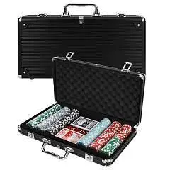 Набор д/покера "Овербет" 300 фишек с номиналом чёр 39х21х6.5 см, фото №1