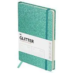 Ежедневник недат А5 "Glitter. Teal", бирюзовый, на резинке, карм, фото №1