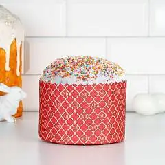 Форма бумажная для кулича "ХВ КРАСНАЯ" 134х90 мм, фото №1