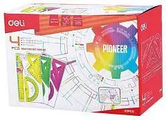 Набор чертежный Deli "Pioneer" флуо, 20см, ассорти, фото №1