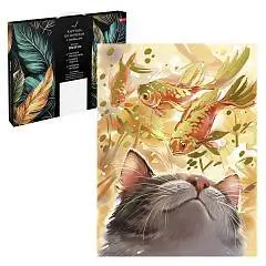 Картина по номерам поталь Кот с рыбами  30*40см подр 14цв, фото №1