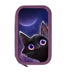 Пенал Schoolformat ИГРИВЫЙ КОСМОКОТИК 2 секц.190х105х35мм,фиол, фото №1