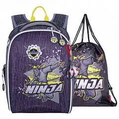 Ранец жесткокаркасный Across "Ninja" 35x26x14см + сумка, брелок, фото №1