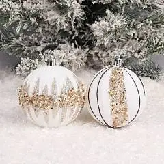 Украшение Шар Shine 8см пластик  белый, фото №1