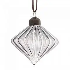 Украшение стекло "Капля",  H9,5 см прозр серый, фото №1