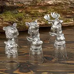 Набор 6 стопок-переверт. "Охотник", 18K Silverplated, 50мл, фото №1