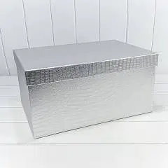 Коробка подарочная  "Кожа крокодила" серебро 22*16*8,5 см 10-1, фото №1