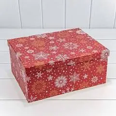 Коробка подарочная "Снежинки на красном" 34*26*15,3 см 10-10, фото №1