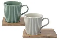 Набор из 2-х кр 0.38л (зел+св.серый) (акация) "Время отдыха" в п, фото №1