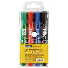 Набор перманентных маркеров OfficeSpace "8004А" 3мм, 4цв., фото №1