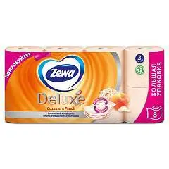 Туалетная бумага Zewa Deluxe Персик, 3 сл, 8 рул, фото №1