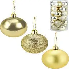 Набор ёлочных шаров 24шт Новогоднее настроение 5см золотой, фото №1