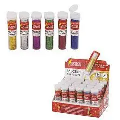 Блестки для декорирования (глиттер) ОС, 7 гр, цв асс.,колба, фото №1