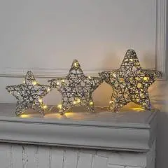 Свет.фигура«Звёзды серебристые»20,25,30 см,металл,220 В,свет тёп, фото №1