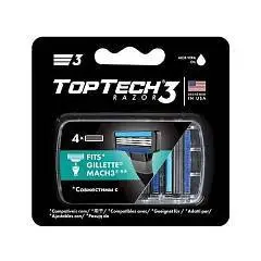 Сменные кассеты муж TopTech Razor 3, 4шт, 3 лезвия, фото №1